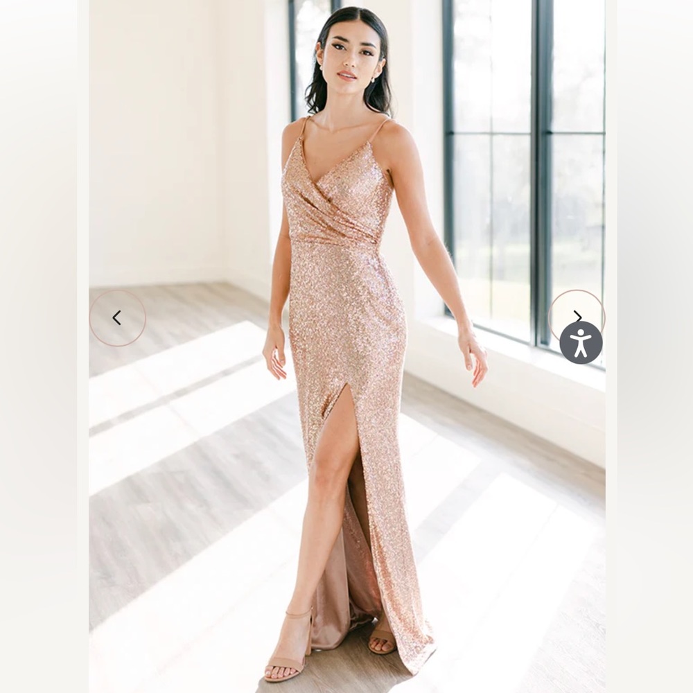 Revelry rava sequin dress in champagne gold size 10
